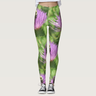Bumble Bee On Thistle Leggings