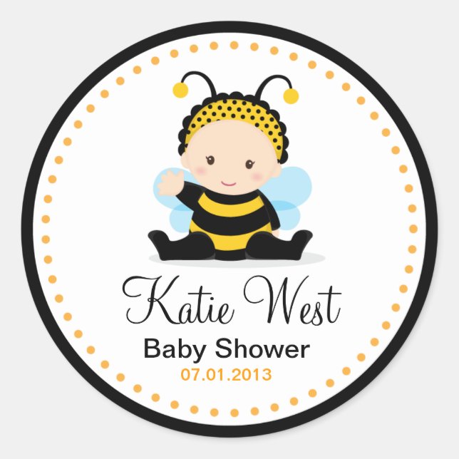 Bumble Bee Party Circle Stickers (Front)