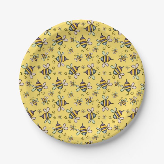 Bumble Bee Pattern Paper Plate (Front)