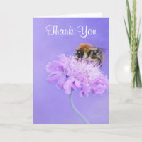 Bumble Bee Perched on a Pink Flower Thank You