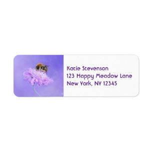 Bumble Bee Perched on a Purple Flower Return Address Label