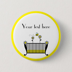 Bumble Bee Polka Dot Baby Shower 6 Cm Round Badge