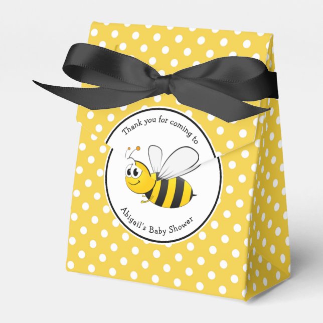 Bumble Bee Polka Dot Baby Shower Custom Favour Box (Front Side)