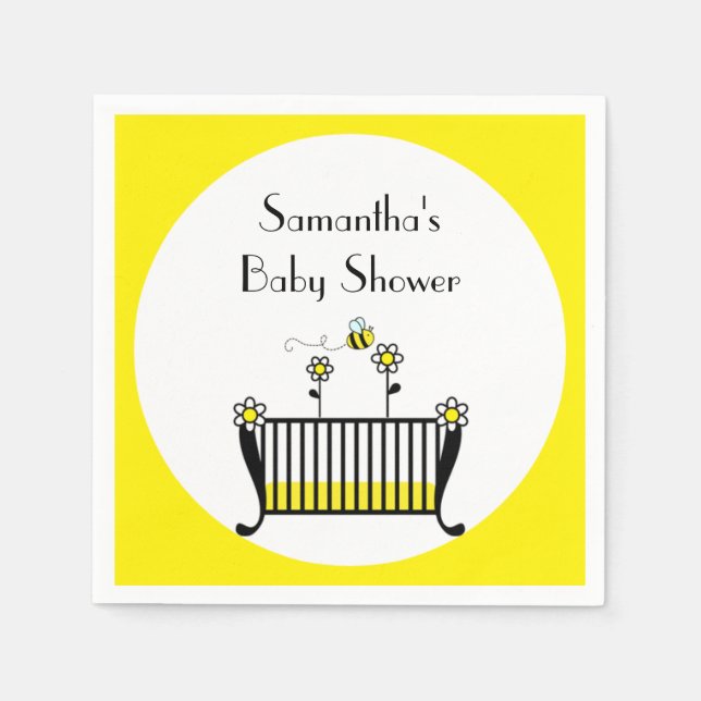 Bumble Bee Polka Dot Baby Shower Napkin (Front)
