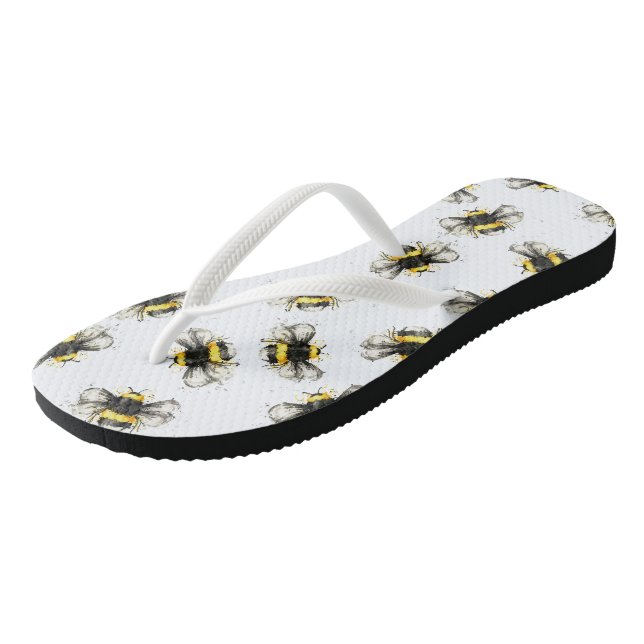 Bumble bee print - natural print thongs (Angled)