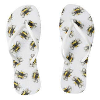 Bumble bee print - natural print thongs