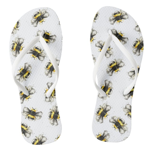 Bumble bee print - natural print thongs (Footbed)