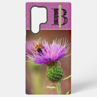 Bumble Bee Purple Thistle Flower Close-Up Photo