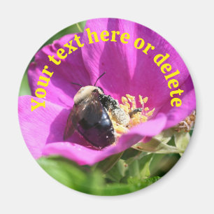 Bumble Bee Rose Flower Personalized Nature Magnet