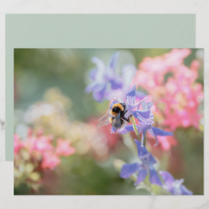 Bumble Bee spring flowers scrapbook paper sheet