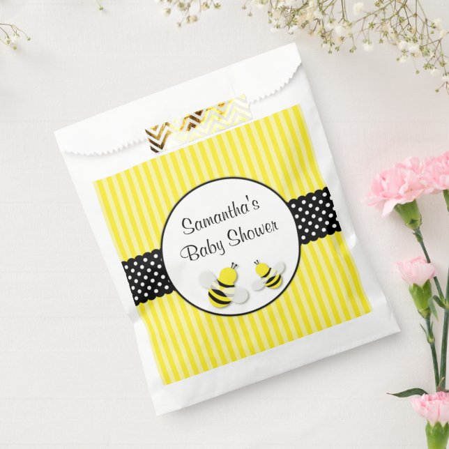 Bumble Bee Striped Polka Dots Baby Shower Favour Bag (Sealed)