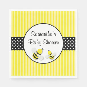 Bumble Bee Striped Polka Dots Baby Shower Napkin