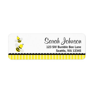 Bumble Bee Striped Return Address Label