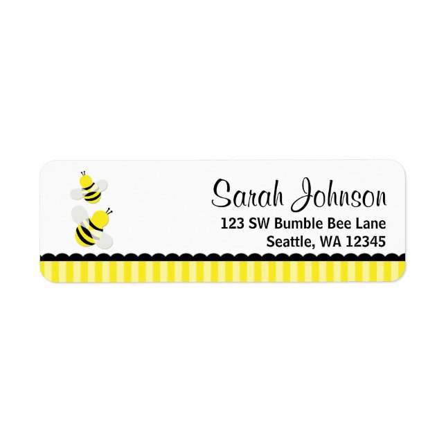 Bumble Bee Striped Return Address Label (Front)