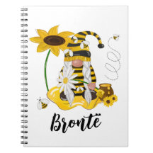 Bumble Bee Sunflower Personalised Gnome Notebook