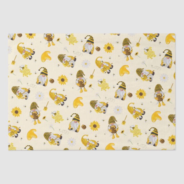 Bumble Bee Sunflower Yellow Gnome Tissue Paper (Front)