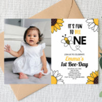 Bumble Bee Sunflowers First 1st Birthday Party