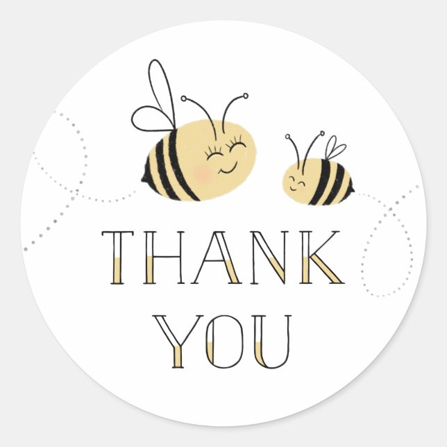 Bumble Bee Thank You Classic Round Sticker (Front)