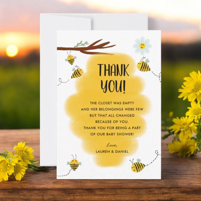 Bumble Bee Theme Baby Shower Thank You Cards (Creator Uploaded)