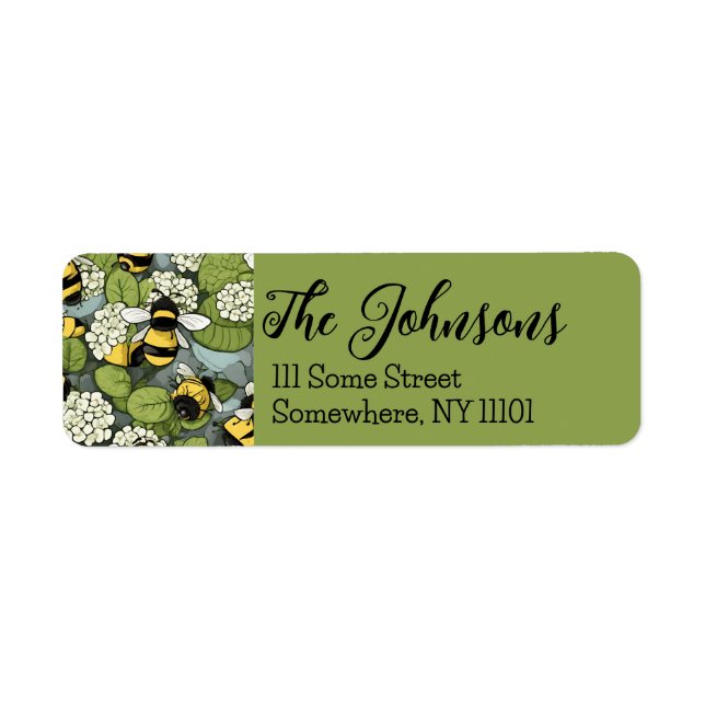 Bumble Bee Themed Return Address Label (Front)