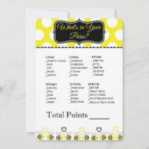Bumble Bee What's in Your Purse? Baby Shower Game