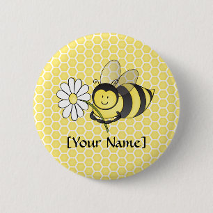 Bumble Bee with Daisy 6 Cm Round Badge