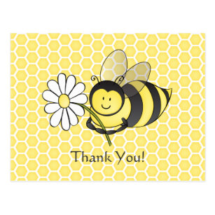 Bumble Bee with Daisy Thank You postcard