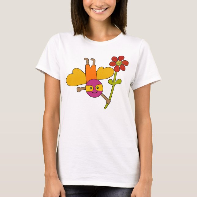 Bumble Bee with Flower - T-Shirt (Front)