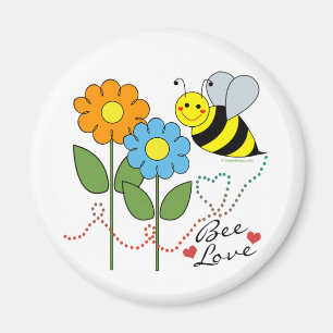 Bumble Bee With Flowers Bee Love Magnet