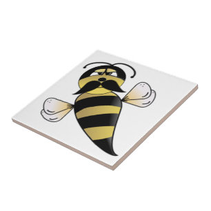 Bumble Bee with Moustache Ceramic Tile
