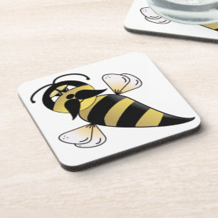 Bumble Bee with Moustache Coaster