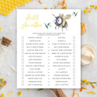 Bumble bee - Would she rather - baby shower game