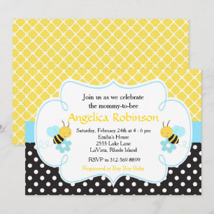 Bumble Bee Yellow and Black Boy Baby Shower Invitation