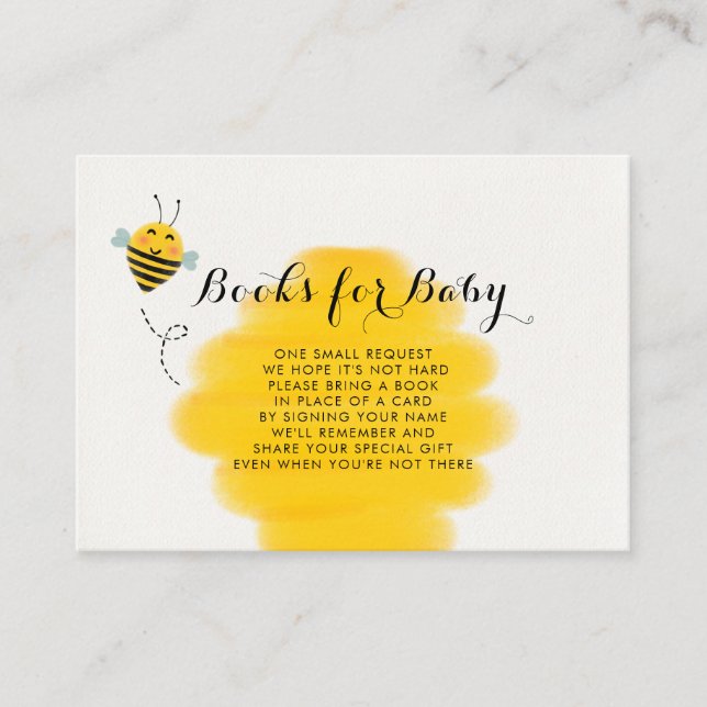 Bumble Bee Yellow Baby Shower Book Request Enclosure Card (Front)