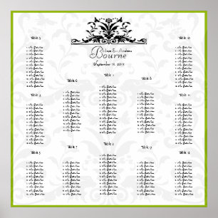 Bumble Bee Yellow Black Damask Seating Chart