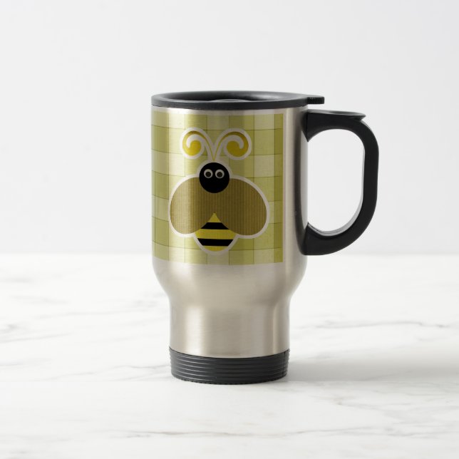 Bumble Bee Yellow Checks Travel Mug (Right)
