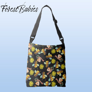 Bumble Bee 🐝 Yellow Daisy  Honey Black Floral Crossbody Bag
