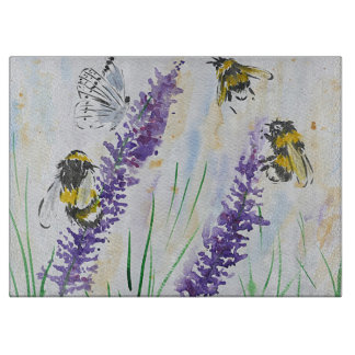 Bumble bees and Lavender Cutting Board