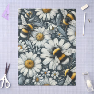 Bumble Bees & Daisies Floral Decoupage Tissue Paper