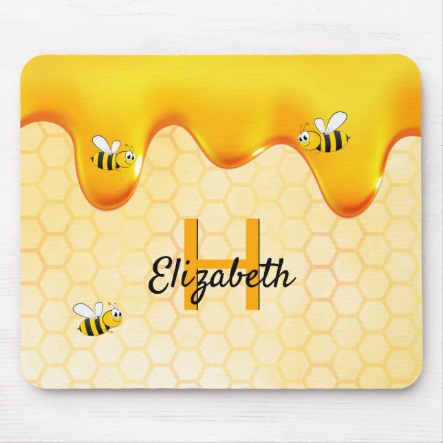 Bumble bees golden honeycomb honey dripping mouse pad (Front)