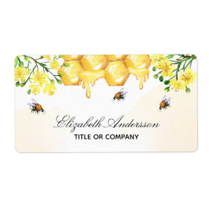 Bumble bees honey yellow floral name script