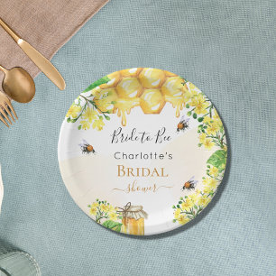 Bumble bees honey yellow florals Bridal Shower Paper Plate