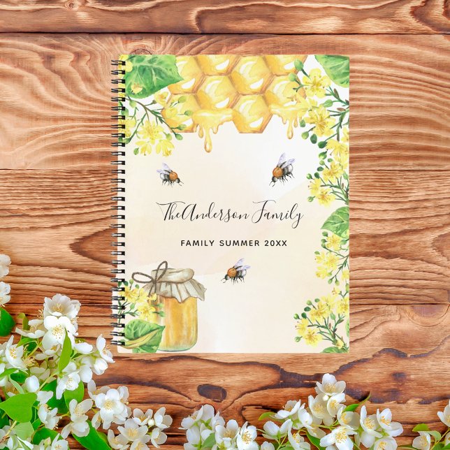Bumble bees honey yellow florals family name notebook (Creator Uploaded)