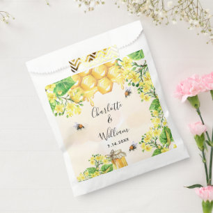 Bumble bees honey yellow florals wedding favour bag