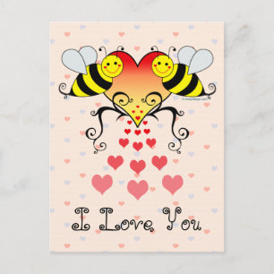 Bumble Bees I Love You Postcard