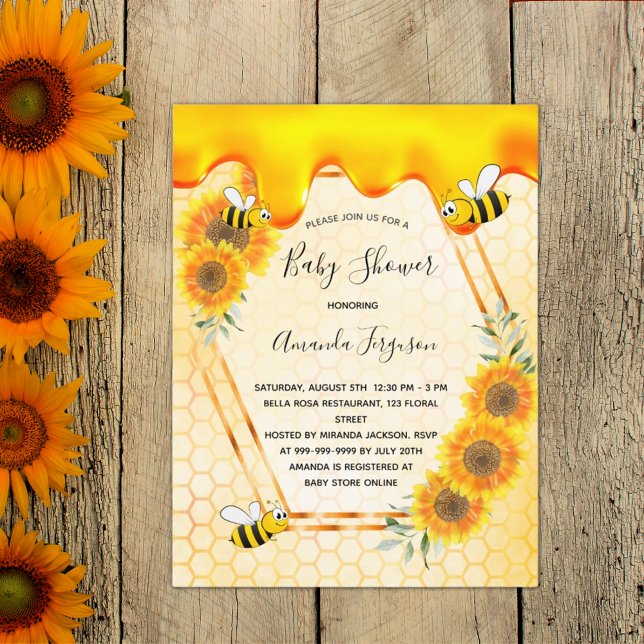 Bumble bees sunflowers mum to bee baby shower postcard (Creator Uploaded)