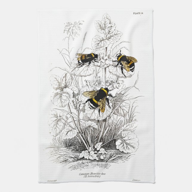 Bumble Bees Tea Towel (Vertical)
