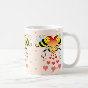 Bumble Bees With Hearts Design Coffee Mug