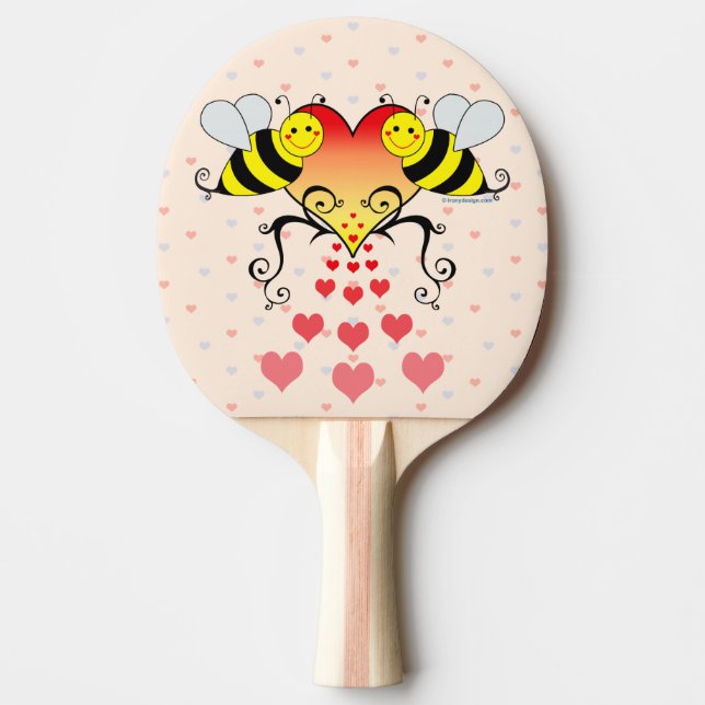 Bumble Bees With Hearts Design Ping Pong Paddle (Front)