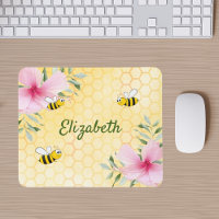 Bumble bees yellow honeycomb pink florals name